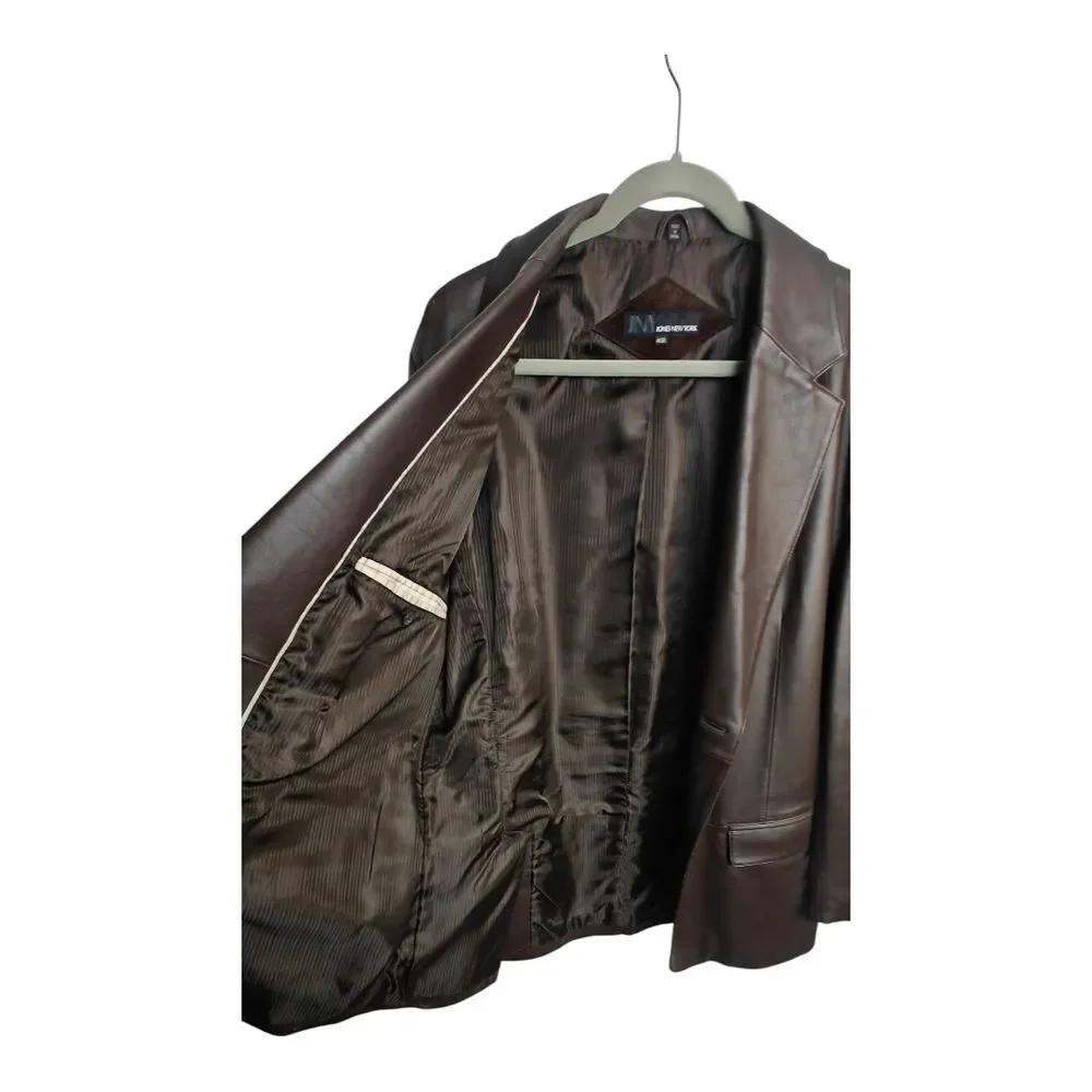 Jones New York Rich Brown Leather Blazer
